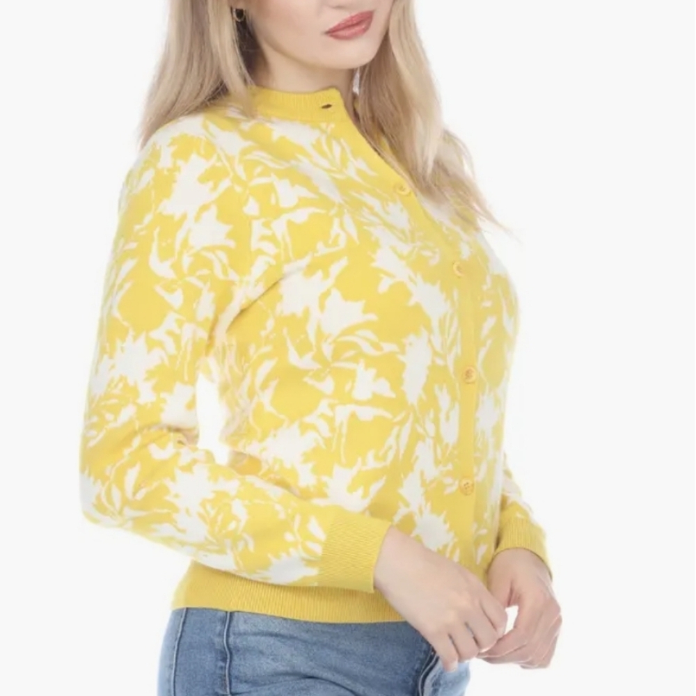 Nordstrom Rain + Rose Floral Crop Cardigan Small